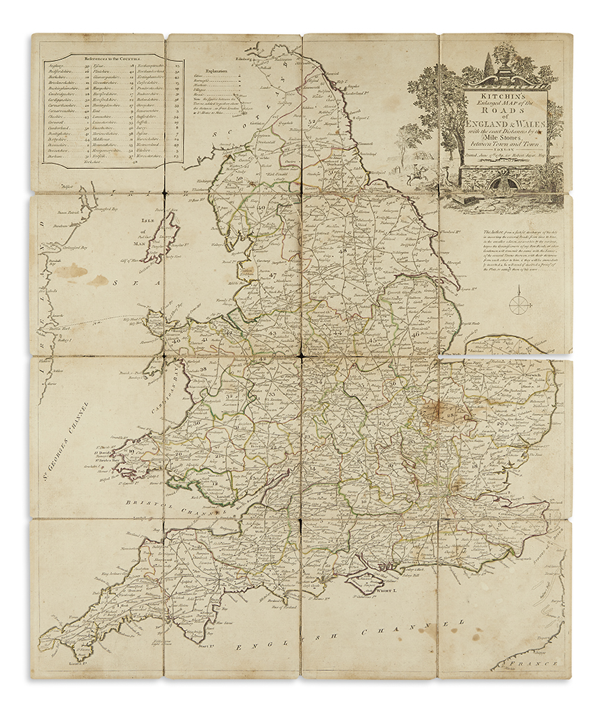 KITCHIN, THOMAS. Kitchins Enlarged Map of the Roads of England & Wales.